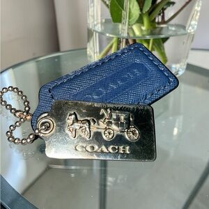 Coach Navy Leather and Silver Metal Bag Charm
